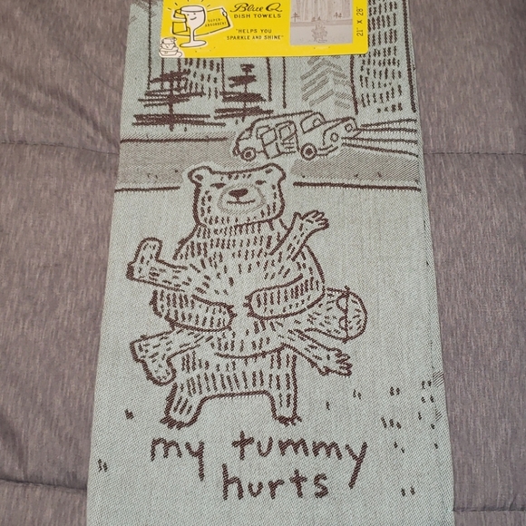 "My tummy hurts" dish towel NWT